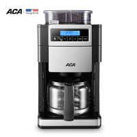 北美电器 (ACA)家用咖啡机全自动磨豆美式研磨智能分杯一体机 银色+黑色