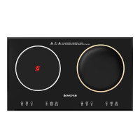 志高(CHIGO) 嵌入式电磁炉双灶双头电陶炉电灶家用大功率凹面镶嵌式 35A4触控凹面灶-左平右凹