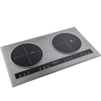 志高(CHIGO)嵌入式电磁炉电陶炉双灶节能电灶双头镶嵌式双眼 家用爆炒台式双炉大功率套装 拉丝银D8