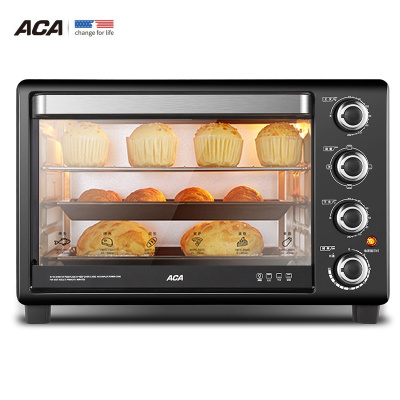 ACA北美电器烤箱家用小型烘焙多功能智能小容量32L升全自动电烤箱 香槟色+黑色