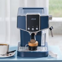 ACA北美电器咖啡机家用小型意式半全自动商用蒸汽奶泡机一体EJ12C 蓝色