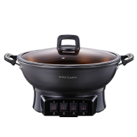 荣事达电炒锅多功能家用铸铁一体式锅煎煮饭蒸炖闷插电大功率电炒菜炒锅电蒸锅多功能电煮锅电热火锅电锅汤锅 升级大开关【耐用易