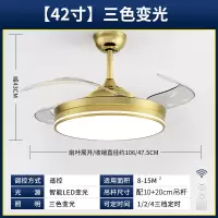 奥克斯风扇灯吊扇灯家用一体餐厅客厅隐形带吊灯电扇卧室新款 42寸-B款金-变光-遥控