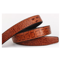 [EHOODI]皮带男棕色鳄鱼纹牛皮带男真皮不带头皮带条自动扣牛皮中青年潮商务腰带无头皮带BTM10099-1