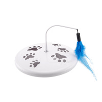 宠物UFO电动逗猫玩具发音自带食盒自转羽毛猫玩具多功能玩具