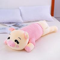 猪公仔布娃娃床上长条抱枕头小猪玩偶可爱男孩毛绒玩具女生日 粉色大眼[带拉链可拆洗] 1米