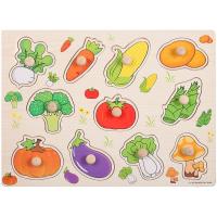 1-2-3岁儿童手抓板拼图积木玩具智力开发男女孩宝宝认知早教 蔬菜款【送砂纸】【收纳袋】