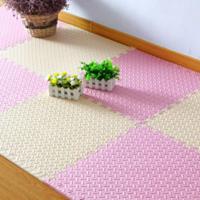 加厚泡沫地垫拼图家用地毯卧室铺地板垫子儿童爬行垫拼接爬爬垫子 米色+粉色 长宽30厚0.8[10片]无味送边条