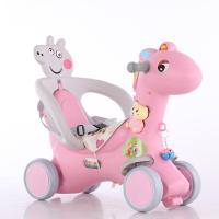 儿童摇摇马木马车摇椅1-5岁宝宝玩具摇马车摇摇车婴儿玩具滑行车 靠背版滑行粉+护栏+安全带+礼包