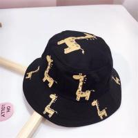 儿童牛仔渔夫帽夏天遮阳帽子男女童休闲字母盆帽春秋宝宝太阳帽子 长颈鹿黑色 建议2-5岁头围48-52cm