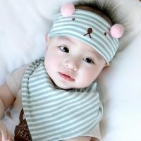 婴儿帽子夏季0到3个月男女宝宝儿童儿薄款空顶护额卤囟凉帽 薄荷条纹熊卤门空顶 单帽0-10个月头围38-44