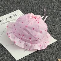 宝宝帽子春夏公主帽子女男宝宝3-6-12个月薄款婴儿遮阳太阳帽 点点碎花粉适合0-6个月