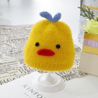 婴儿帽子秋冬纯棉婴幼儿毛线帽0-3-6个月可爱猪男童女宝宝帽冬季 动物小鸡-黄色 4个月-2岁