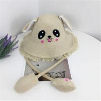 耳朵会动的帽子学生可爱兔耳朵帽兔子帽气囊帽网红同款渔夫帽盆帽 耳朵会动(磨边款)-米色 成人款(54-58cm)