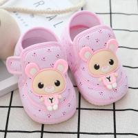 秋季男女宝宝鞋防滑软底学步鞋0-1岁婴儿布鞋子牛筋底步前鞋好看 牛筋底单鞋熊宝粉色 13码内长11.5厘米