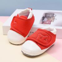 秋季婴幼儿鞋子软底防滑0-1-6-12个月儿男女宝宝学步鞋0一 柠檬黄大红绣花小熊布底 内长12.5cm建议8-12个月