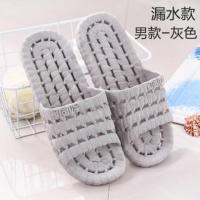 居家凉拖鞋女夏季室内防滑男家居软底浴室洗澡家用外穿拖鞋情侣 漏水款灰色 42/43[适合41-42脚]