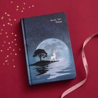 星空手账本简约个性创意彩页手绘手帐插画文艺精致日记笔记本子 满月大树小鹿A6