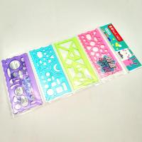 8片装儿童动物绘画尺小学生画画多功能模尺套装几何图形模板尺子 几何图形款（一排4把）