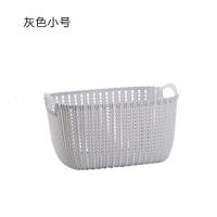 仿藤编脏衣服收纳篮玩具收纳筐宿舍桌面零食收纳盒洗澡篮子塑料筐 浅灰小号