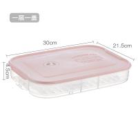 加厚饺子盒冻饺子家用速冻水饺盒混沌盒冰箱鸡蛋保鲜收纳盒多层 粉色一层一盖饺子盒
