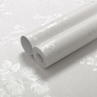 墙纸自粘防撞壁纸防水PVC宿舍卧室欧式即时贴桌椅衣柜翻新墙贴膜 玫瑰白 (推荐加厚)60厘米宽*3米长