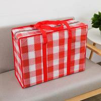 搬家袋行李袋防水棉被大号收纳袋手提袋打包袋编织袋搬家袋子 红色方格纹标准版48*32*24CM小号