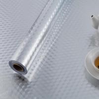 灶台厨房防油防水耐高温铝箔贴纸自粘墙纸壁橱柜油烟翻新贴纸墙贴 银色立体方格纹 40cm宽*3米长+赠美工刀
