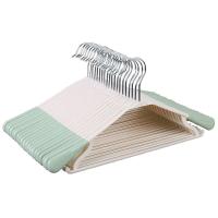 家用衣架子晾衣架挂衣架衣服挂架不起包宽肩塑料防滑室内外晒衣架 典雅绿金属钩宽肩衣架20个