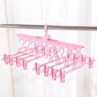 多功能裤架衣架晾衣架子家用收纳挂衣架折叠晾衣架成人儿童晾衣架 粉色一套(被罩枕套袜子通用)