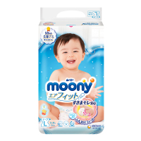 尤妮佳(MOONY)婴儿纸尿裤 柔软透气尿不湿 日本进口 男女通用大码L54片[9-14kg]