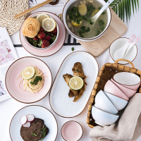 高颜值网红陶瓷碗碟套装 家用饭碗盘子碗筷碗盘ins可爱微波炉餐具