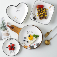 4个装盘子家用北欧深盘陶瓷套装方形创意网红餐具菜盘餐盘碟组合