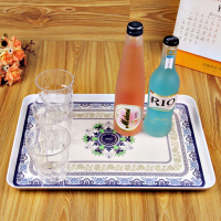 茶杯托盘 家用创意 现代简约茶盘水杯青花瓷托盘长方形大塑料超大