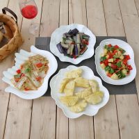 盘子陶瓷纯白色家用菜盘汤盘创意餐具早餐盘水果点心碟子套装