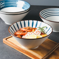 面碗家用日式拉面碗陶瓷斗笠喇叭碗筷套装单个餐具大号汤碗一人食