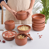 紫砂碗隔水炖盅土陶瓷汤碗蒸蛋菜米饭钵仔碗家用酒店餐厅餐具组合