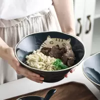 日式陶瓷手绘釉下彩汤面碗家用大碗面碗拌面泡面拉面碗汤碗沙拉碗