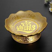 家用上供水果盘贡果盘陶瓷高脚莲花供果盘佛前水果盘菩萨财神供盘