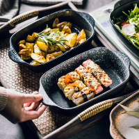 双耳烤盘烤箱盘烘焙盘 家用大号陶瓷盘子西餐盘沙拉饭盘水果盘子