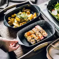 双耳烤盘烤箱盘烘焙盘 家用大号陶瓷盘子西餐盘沙拉饭盘水果盘子