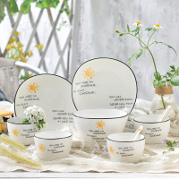 韩式简约12件套家用陶瓷碗碟套装碗盘餐盘餐具礼品家用盘子碗套装