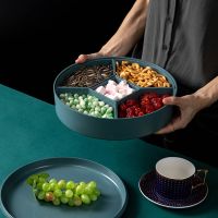 时尚创意婚礼糖果盒分格带盖客厅家用干果盒大号瓜子盘茶几零食盘