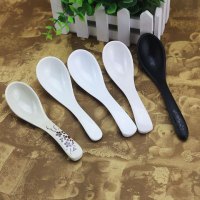 30支粥勺子仿瓷密胺白色勺子清荷饺子勺黑色商用磨砂勺子