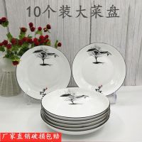 盘子菜盘10个装家用瓷盘子创意圆形饭盘菜碟子可微波
