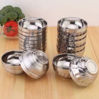 不锈钢碗双层儿童成人家用米饭碗汤盅隔热防烫食堂