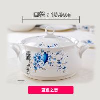 欧式骨瓷防烫手9英寸双耳带盖汤碗宫廷煲赠汤勺可微波