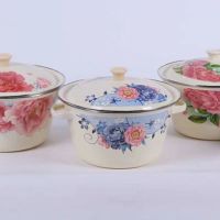 花型随机搪瓷老式怀旧盖盆带盖碗饺子馅盆和面盆带盖熬药盆猪油盆