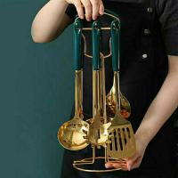 北欧轻奢陶瓷祖母绿全套勺铲漏勺汤勺陶瓷手柄铲炒菜铲勺烹饪用具