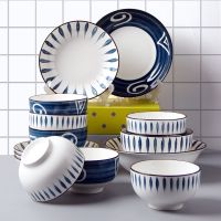 陶瓷碗碟套装 日式手绘釉下彩餐具创意面碗饭碗汤碗筷家用可微波